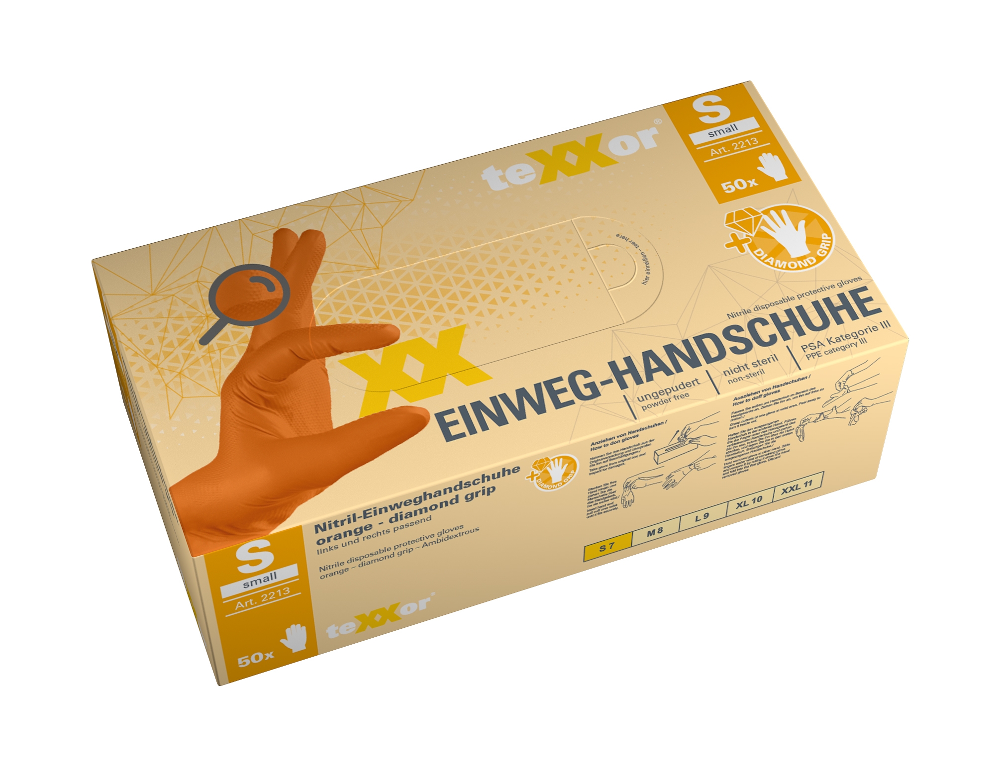 teXXor® Nitril-Einweg-Handschuhe DIAMOND GRIP
orange – Bild 4