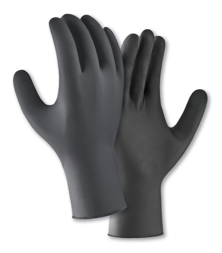 teXXor® Nitril-Einweg-Handschuhe fingerspitzentexturiertschwarz