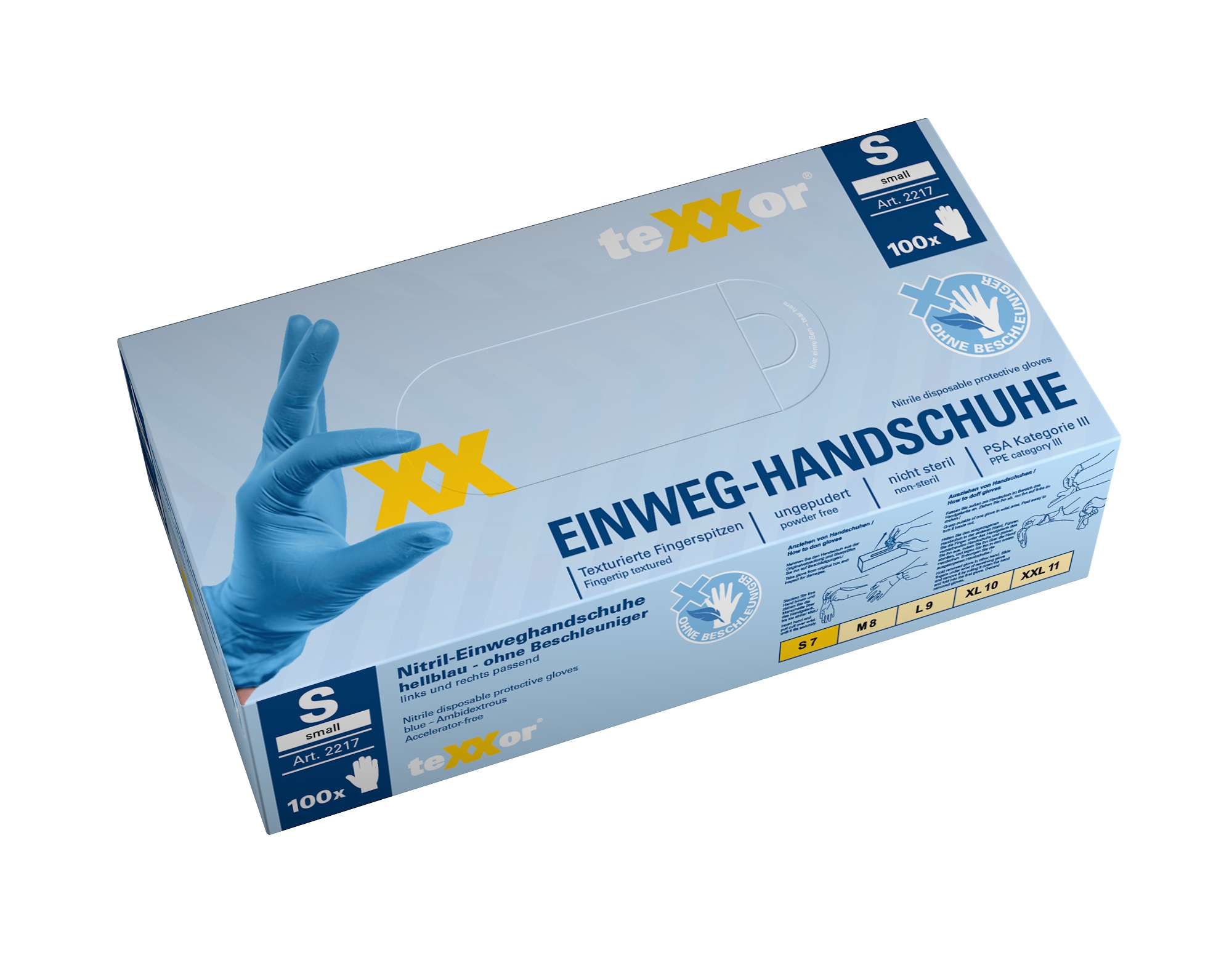 teXXor® Nitril-Einweg-Handschuhe OHNE BESCHLEUNIGER
hellblau – Bild 4