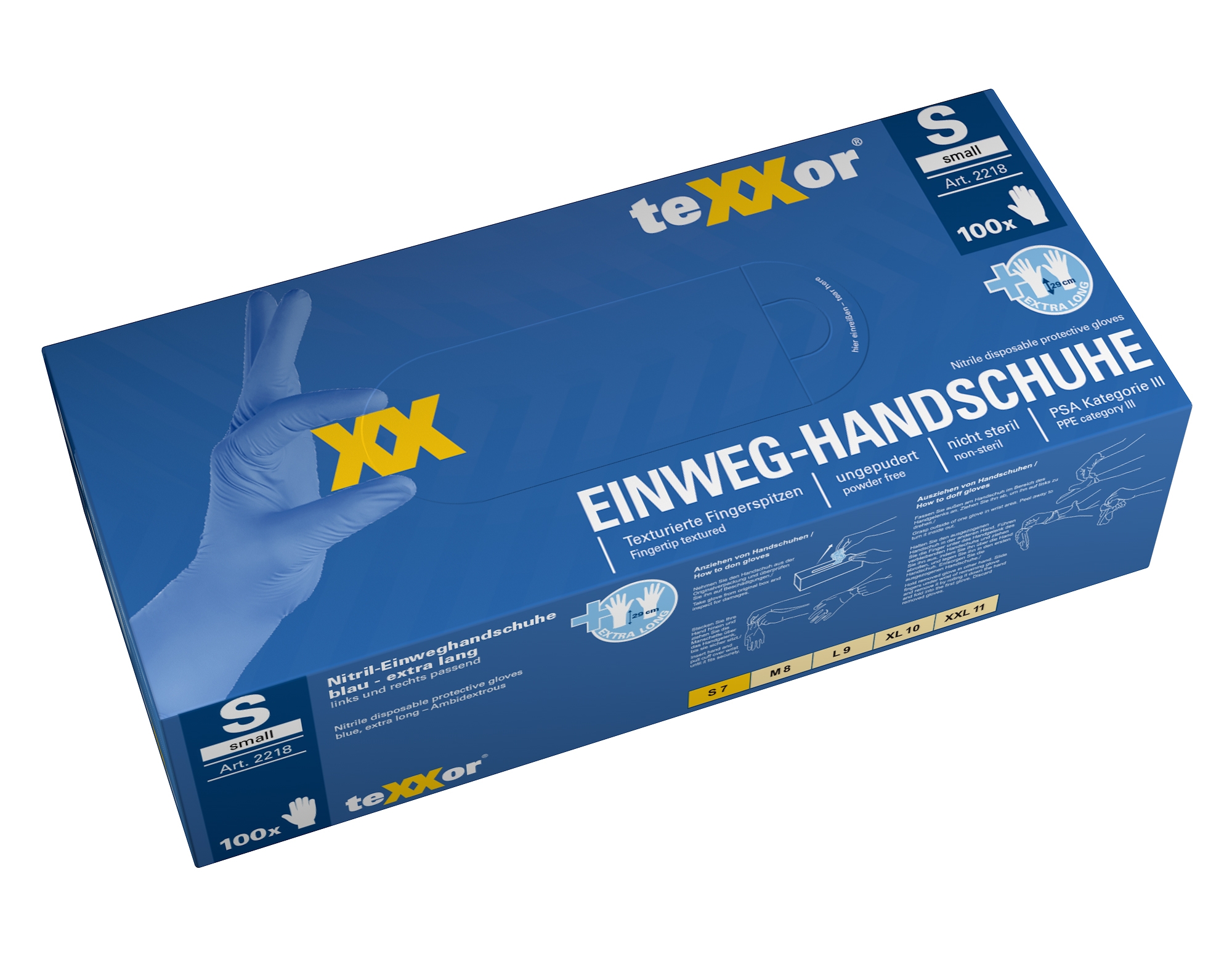 teXXor® Nitril-Einweg-Handschuhe EXTRA LONG
blau – Bild 4