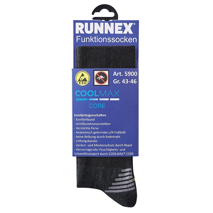 RUNNEX® ESD Funktionssocke-Sommer
Schwarz/Grau – Bild 2