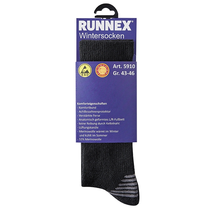 RUNNEX® ESD Funktionssocke-Winter
Schwarz/Grau – Bild 2