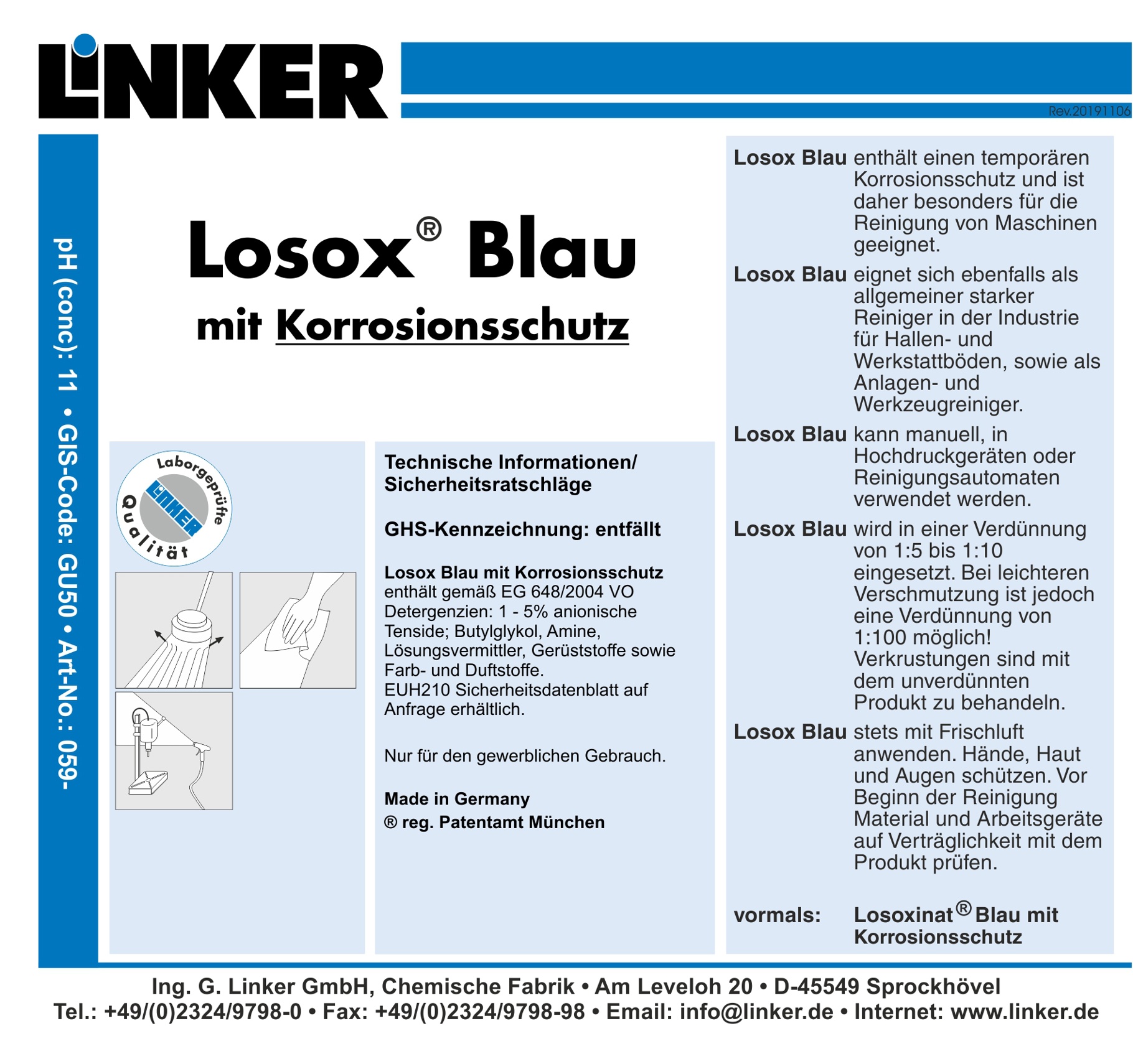 Losox Blau mit Korrosionsschutz 25 Ltr. Kanister