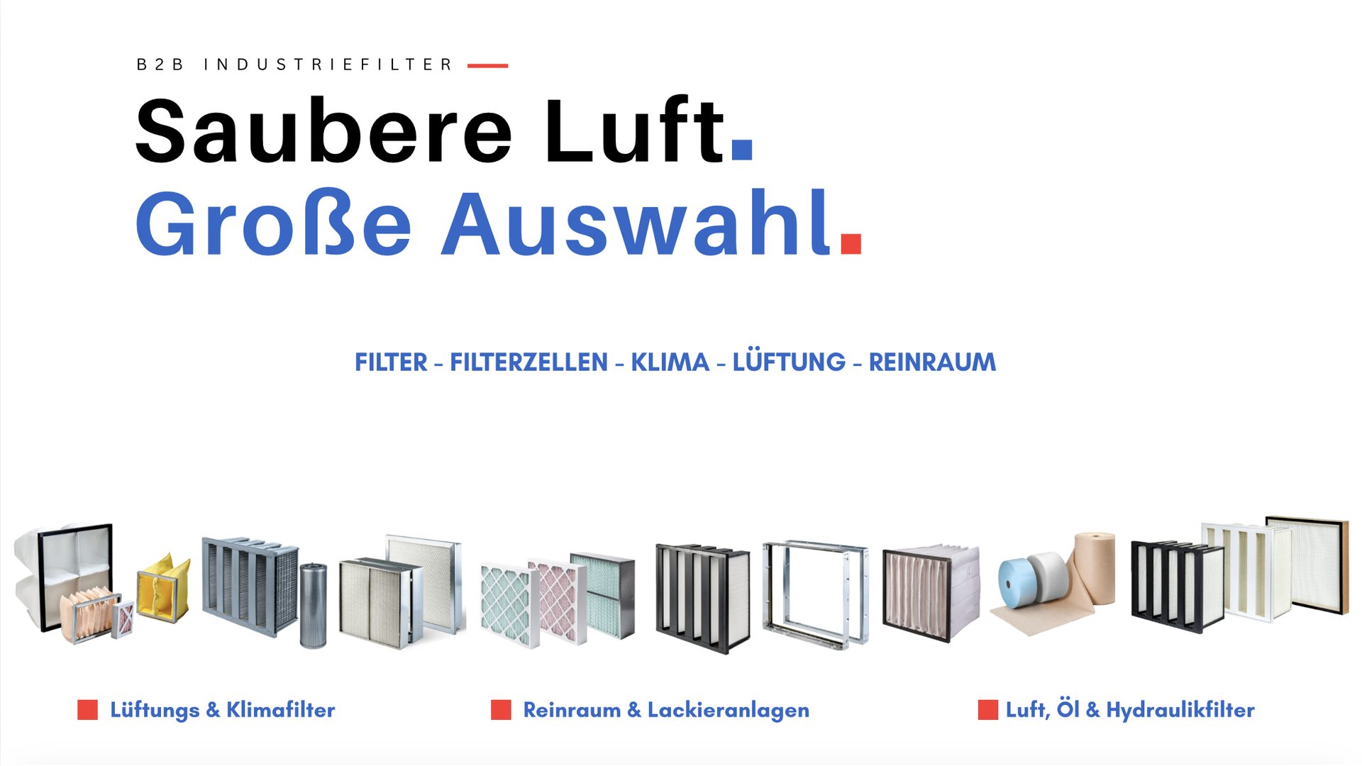 Industriefilter für Lüftung, Klima, Reinraum und Lackieranlagen