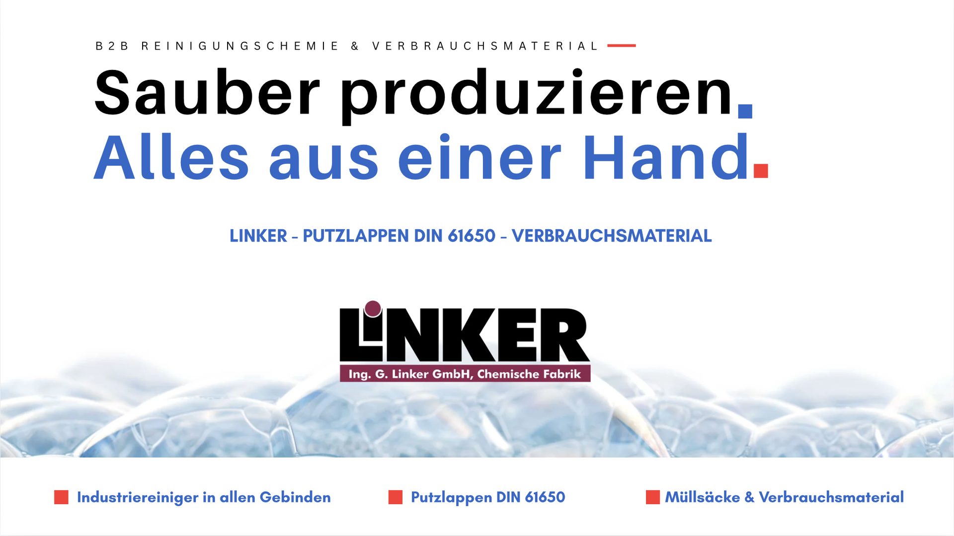 Reinigungschemie von LINKER, Putzlappen DIN 61650 und Verbrauchsmaterial